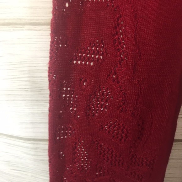 Dress-barn Red Long Sleeve Lace Detail Tunic Sweater - Picture 5 of 11